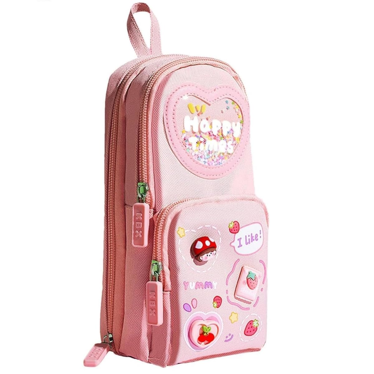 CK-161 Kawaii Pencil Pouch 3 Compartment Cute Pencil Poucha Aesthetic Pencil Box for Girls Large Capacity Pen Pencil Pouch Multifunctional Stationery Organizer for School Office