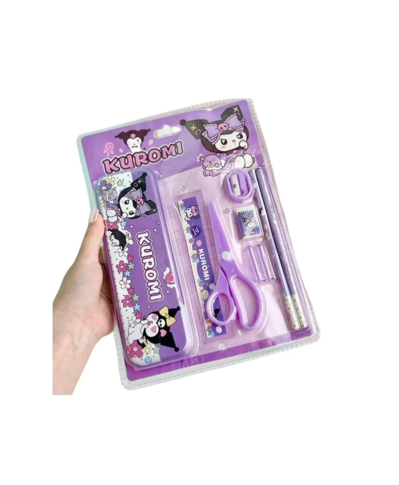 6611 Unique Stationery Kids Gift Set | Pencil Box, Scissors, Scale, Eraser, Sharpener & Pencils {Random Color}