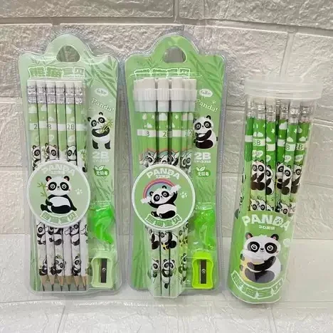 10509 {1 Pack 12 Pcs} Panda Pencils with Eraser on Top