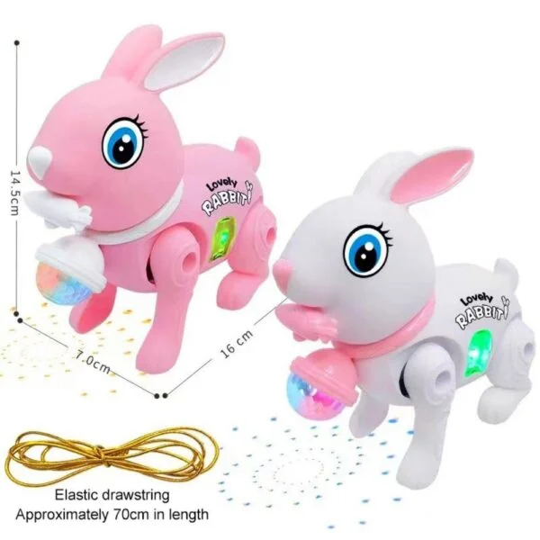 776-10 Walking Rabbit Figure Cute Pet Electronic Toy with Light and Sound, Eye Catching Moves – Bouncing Action Battery Operated Toy